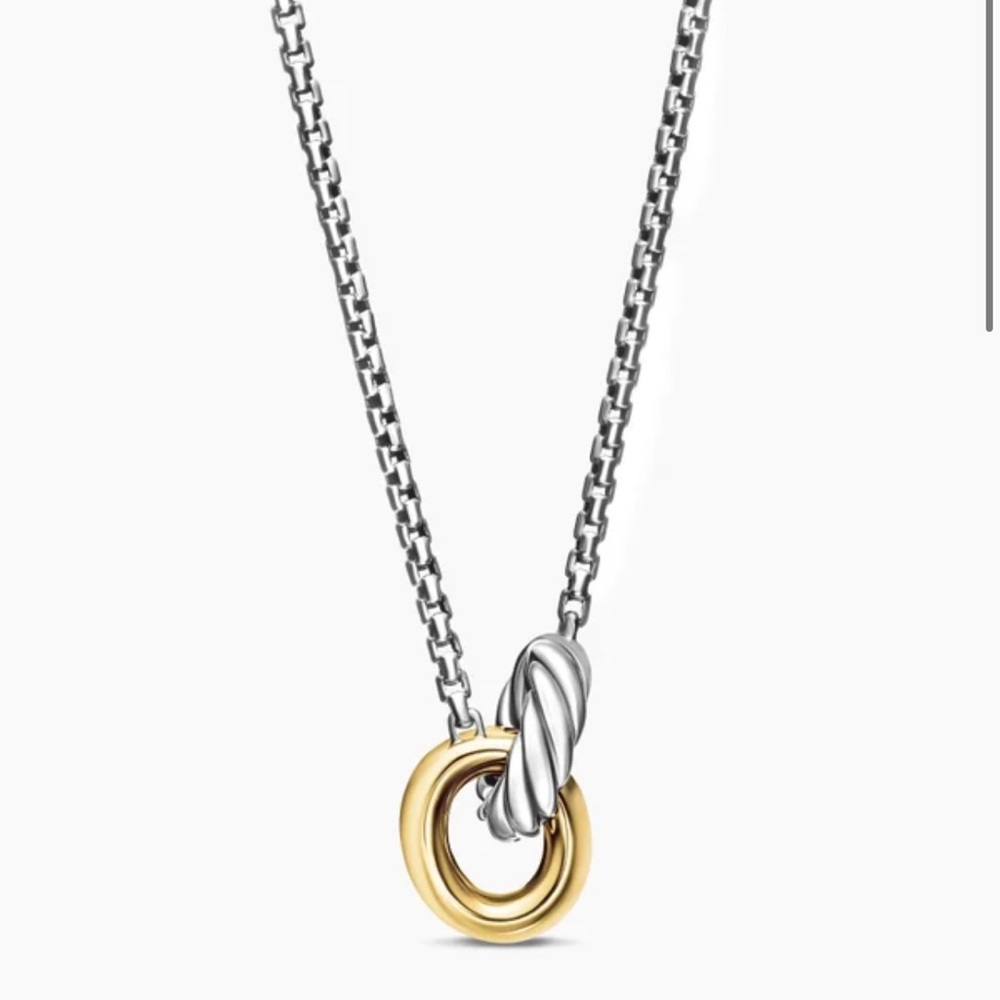 David Yurman Silver and Gold Interlocking Necklace